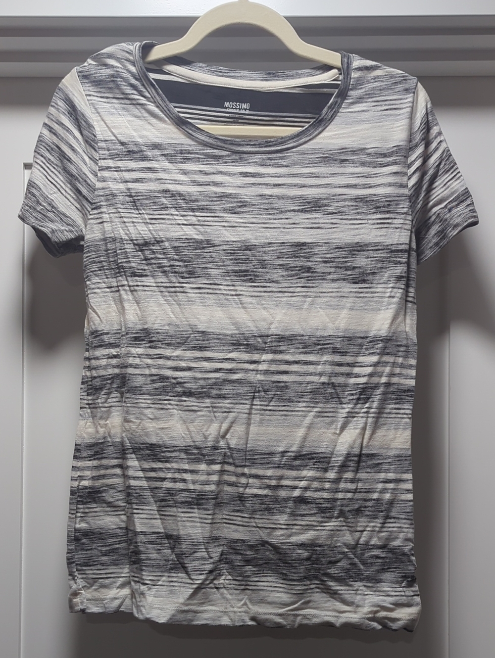 Mossimo Supply Co. Women's Gray & White Space-Dyed Short Sleeve Tee
